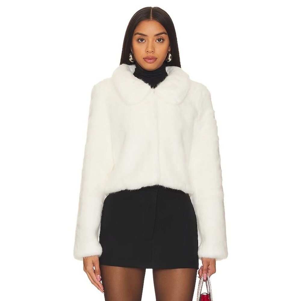 Unreal Fur Tirage Cropped Jacket in Blanc White